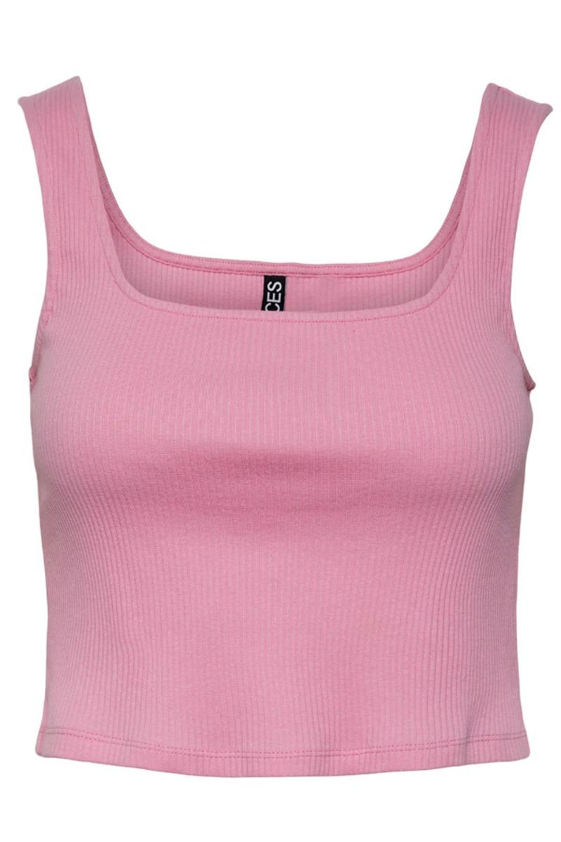 Top   Pc Nukisa Cropped Tank Top   Begonia Pink fra Pieces