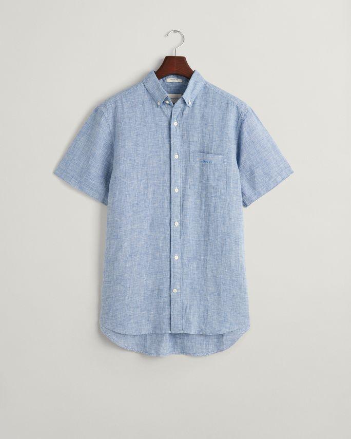 Reg Linen Houndstooth Ss Shirt fra Gant