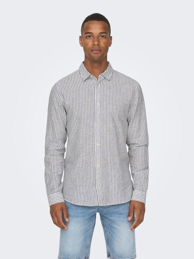 Onscaiden Ls Stripe Linen Shirt 660 fra Only & Sons