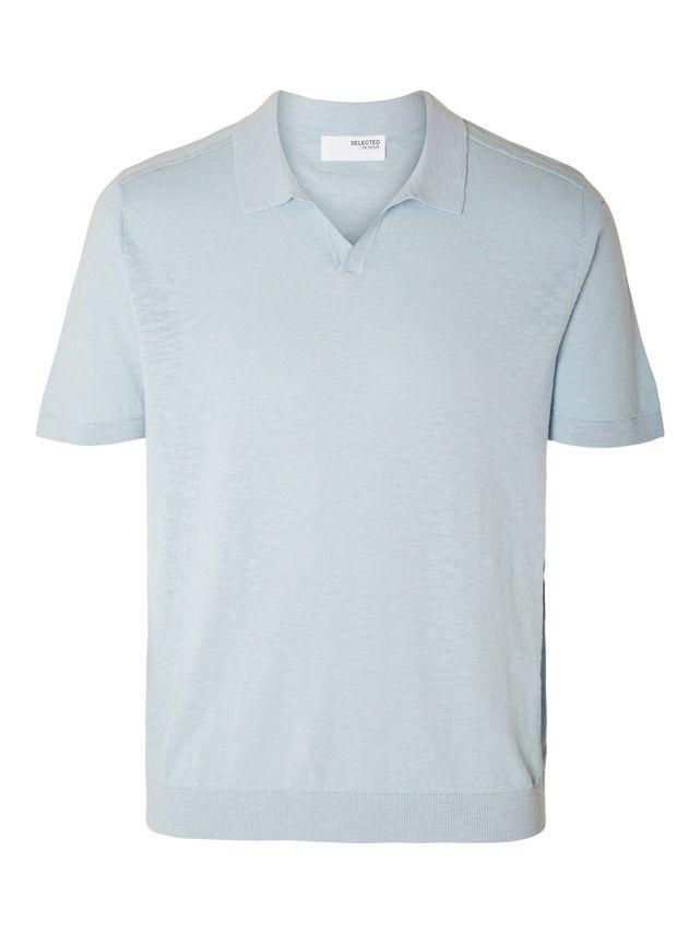 Slhberg Linen Ss Knit Open Polo fra Selected