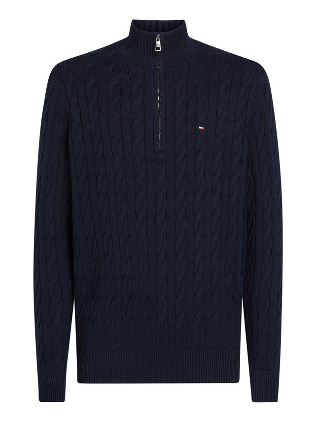 Classic Cotton Cable Zip Mock fra Tommy Hilfiger