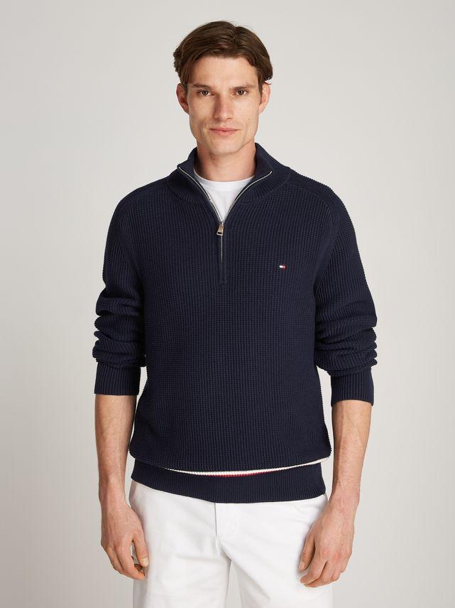 Structure Global Stripe Zip Mock fra Tommy Hilfiger