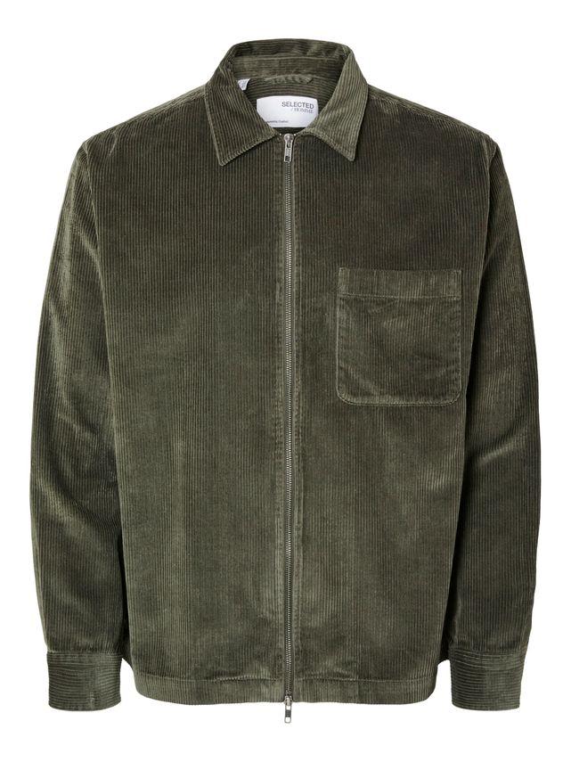 Slh Jake Cord Overshirt Ls Zip Noos fra Selected
