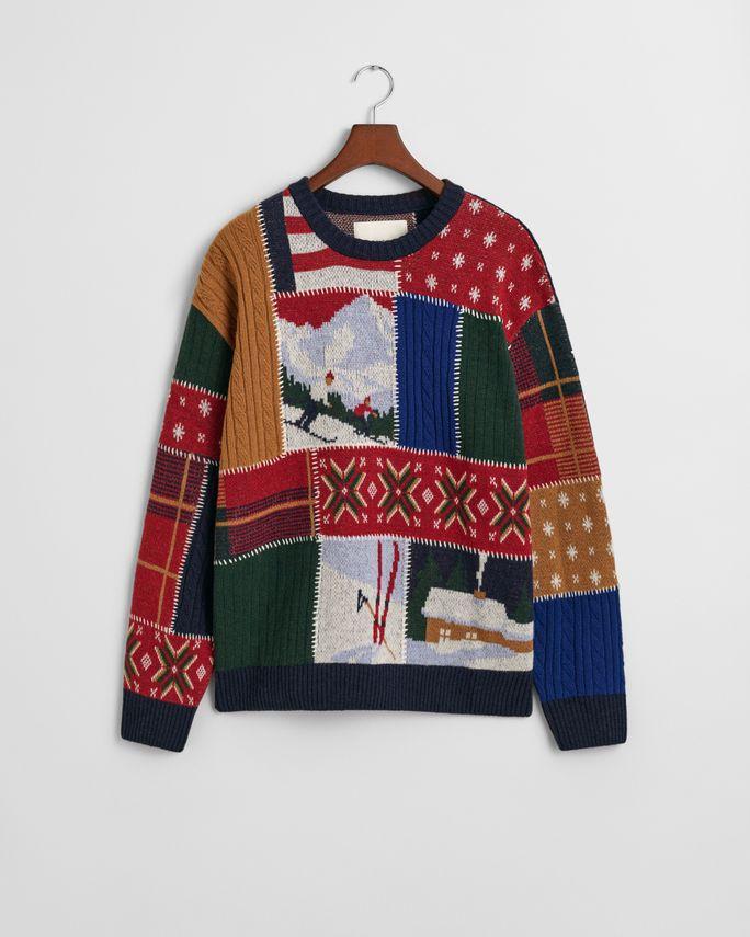 Patchworked C Neck fra Gant