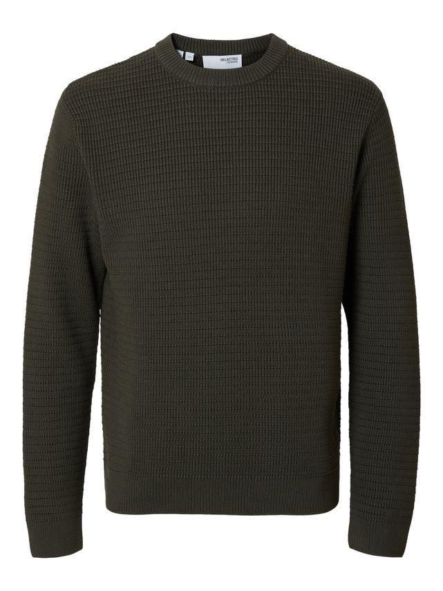 Slhtheo Ls Knit Structure Crew Neck fra Selected