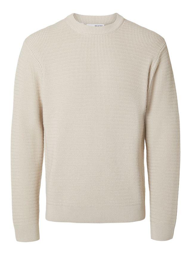 Slhtheo Ls Knit Structure Crew Neck fra Selected