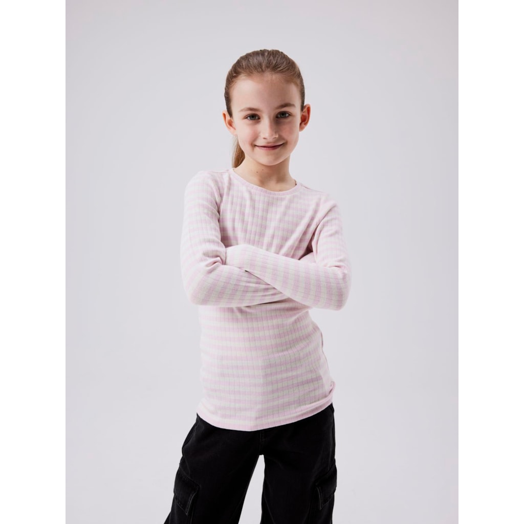 Langærmet Bluse Suraja Parfait Pink Stripe fra Name It