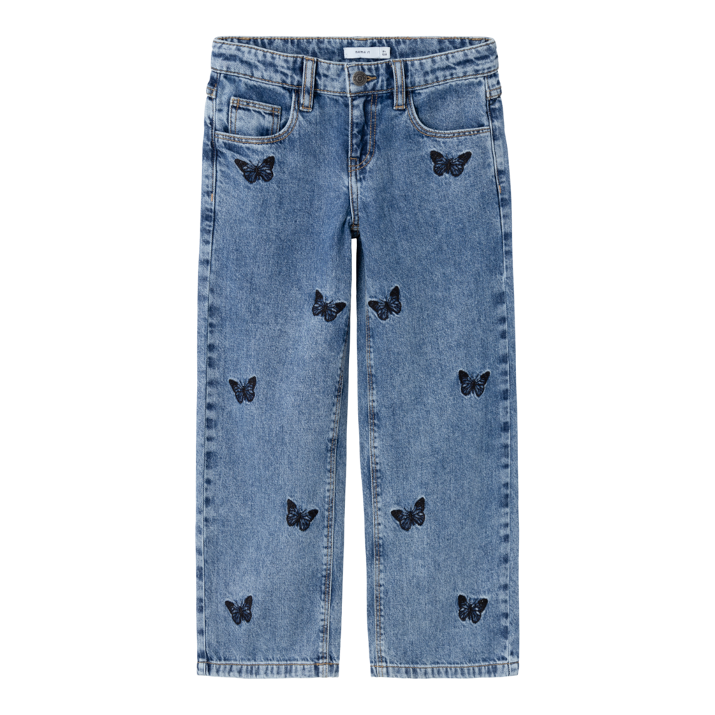 Wide Jeans Sommerfugl Bella Medium Blue Denim fra Name It