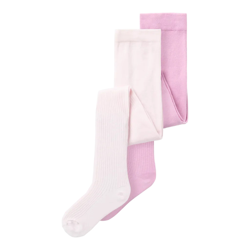 2 Pak Rib Strømpebukser Karib Pastel Lavender fra Name It