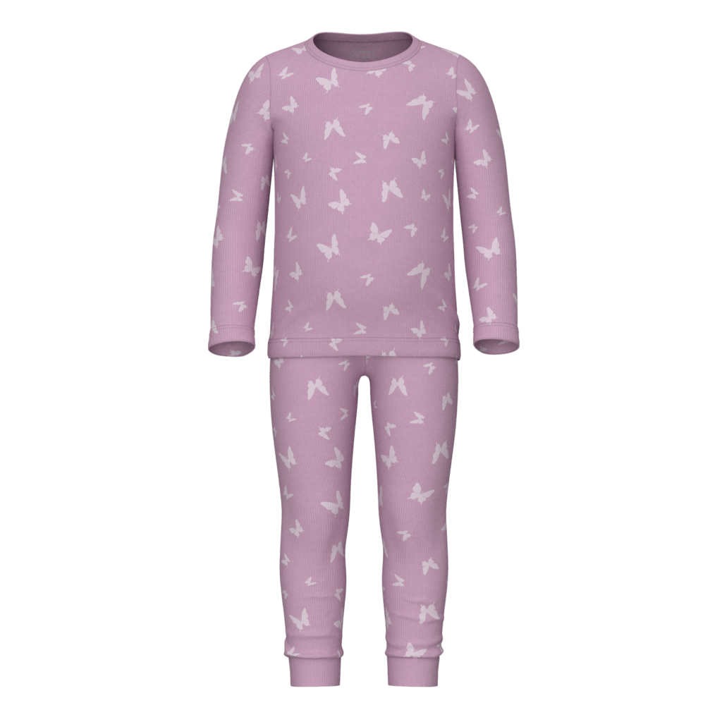 Rib Natsæt Sommerfugle Pink Lavender fra Name It