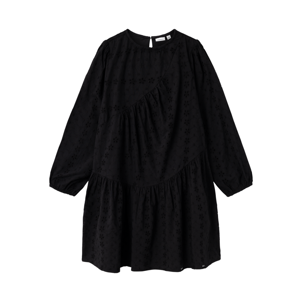 Langærmet Hulmønster Kjole Nunette Black fra Name It
