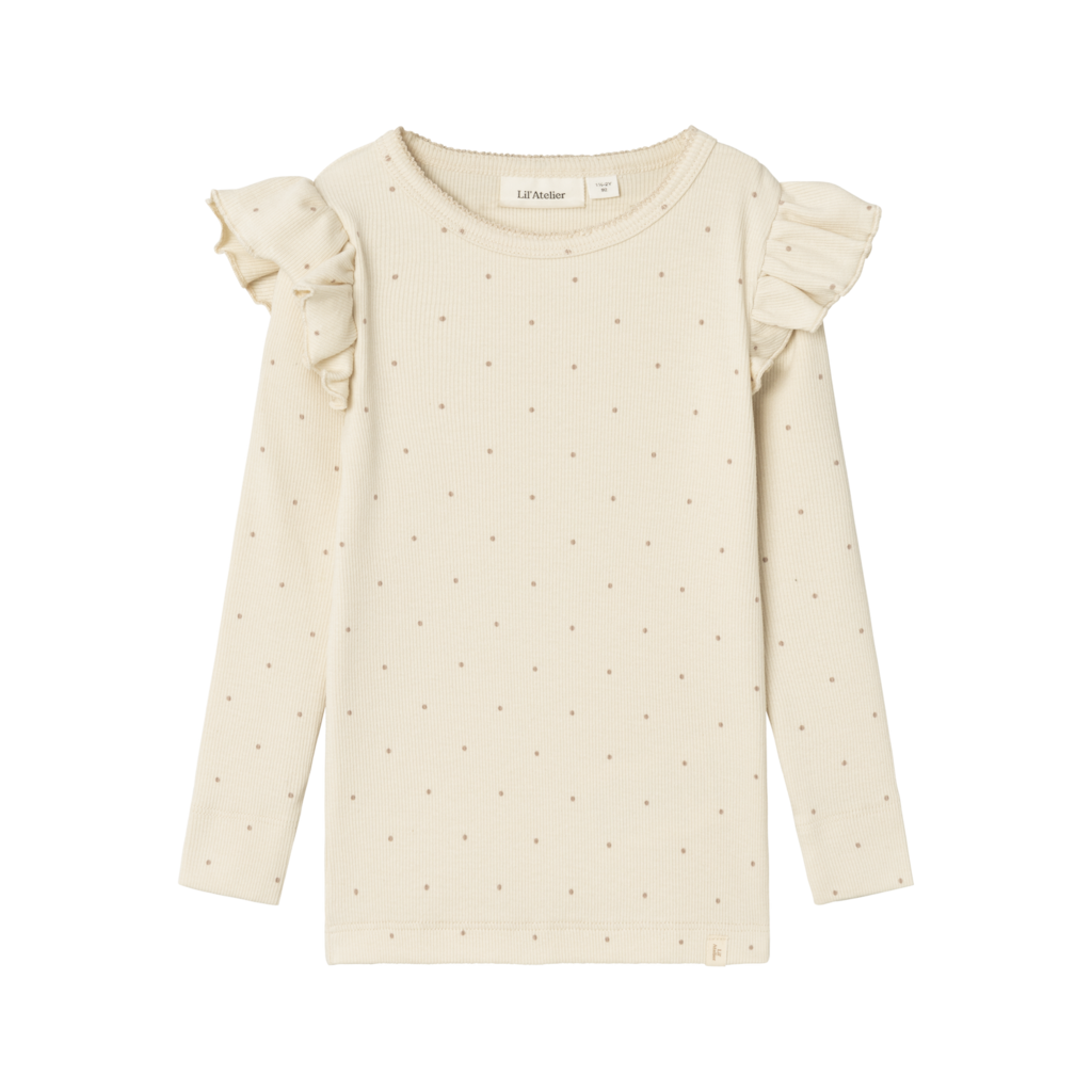 Langærmet Rib Bluse Gago Kuo Birch fra Lil Atelier