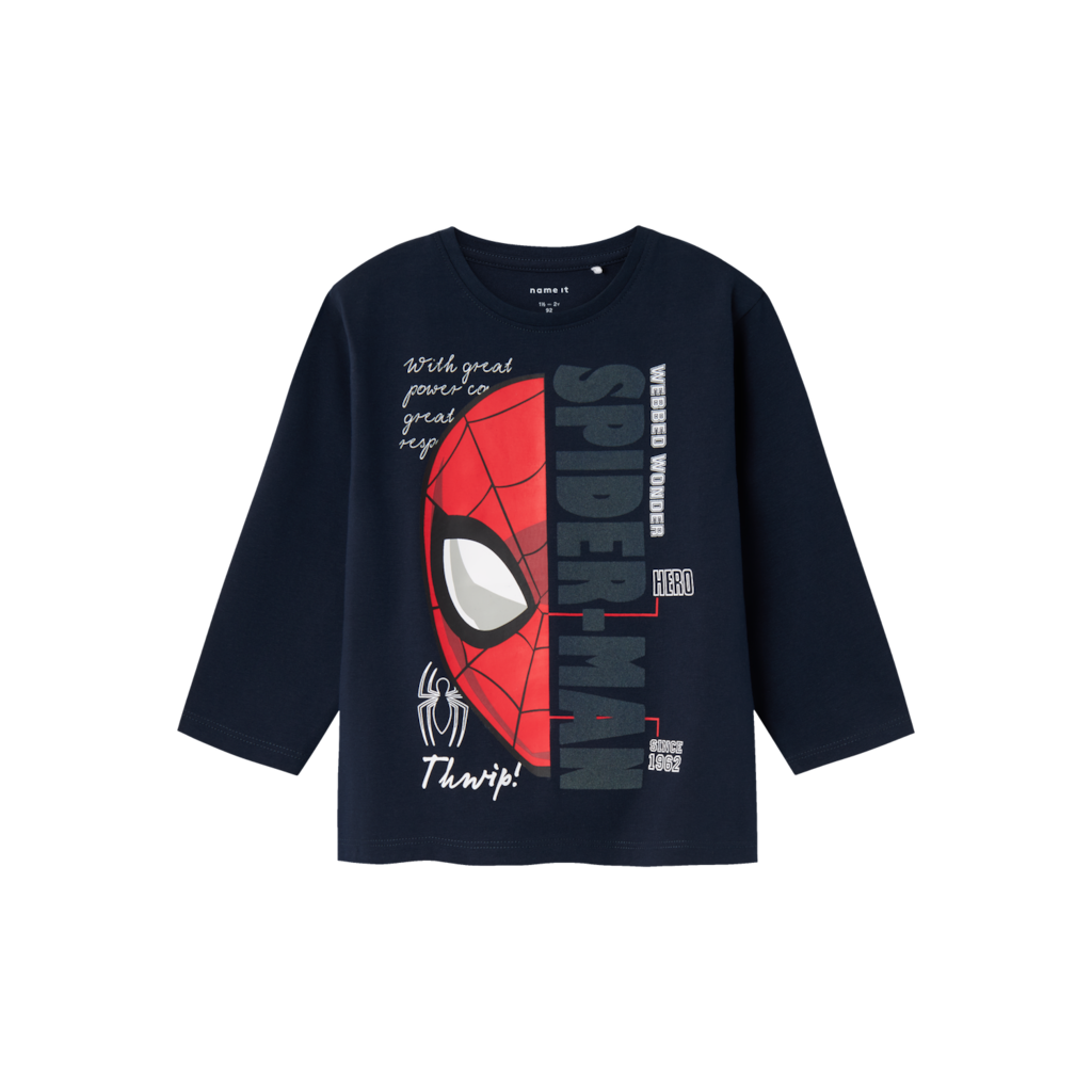 Spiderman Langærmet Bluse Ako Dark Sapphire fra Name It
