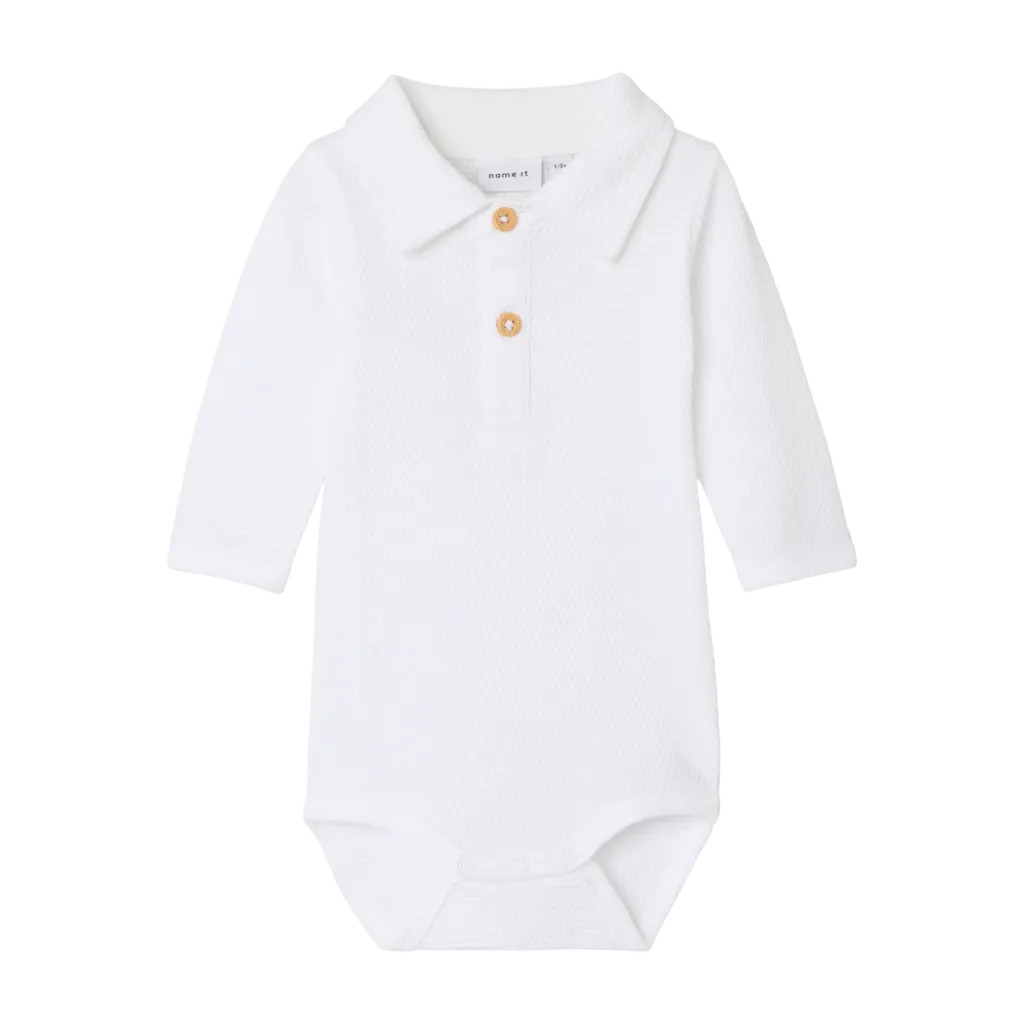 Langærmet Polo Body Rob Bright White fra Name It