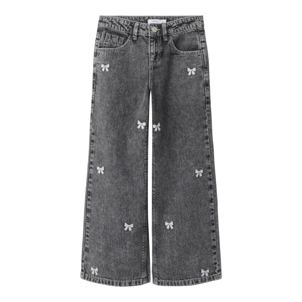 Brede Jeans Rose Medium Grey Denim Sløjfer fra Name It