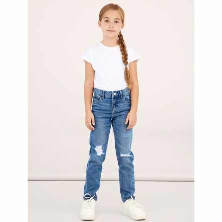 High Waist Mom Fit Jeans Rose Medium Blue fra Name It