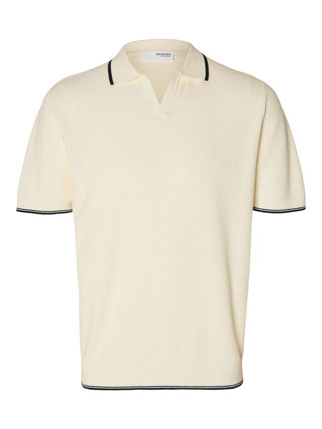 Slharlo Ss Knit Open Polo fra Selected