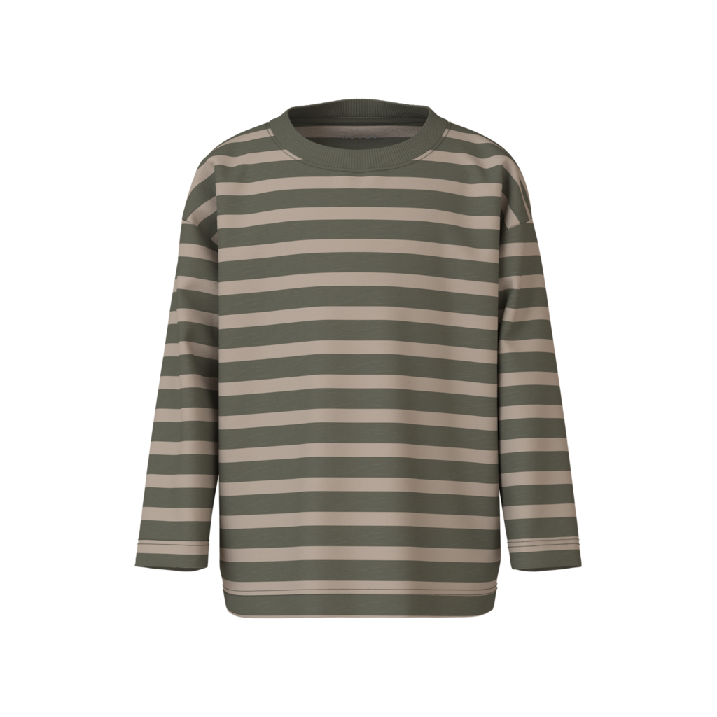 Stribet Bluse Vaksel Dusty Olive fra Name It