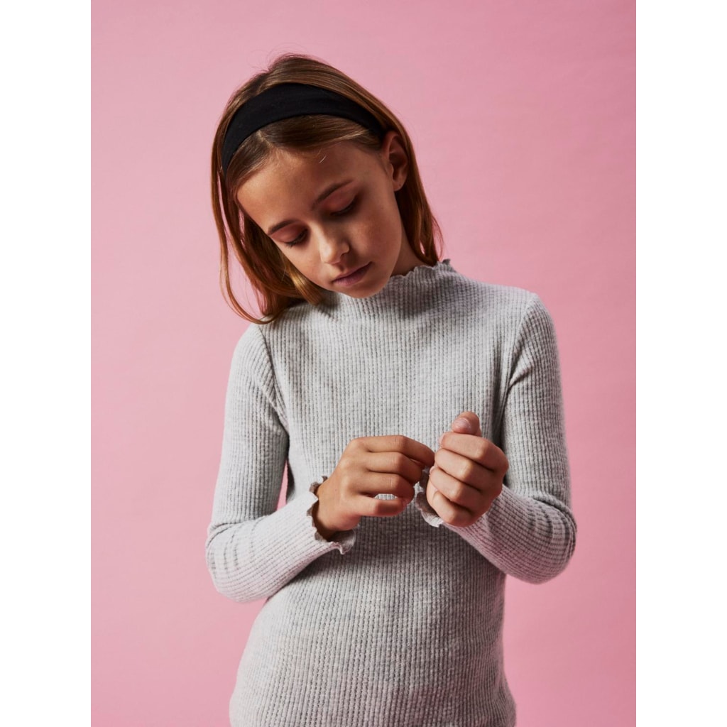 Rib Bluse Tulpu Light Grey Melange fra Name It