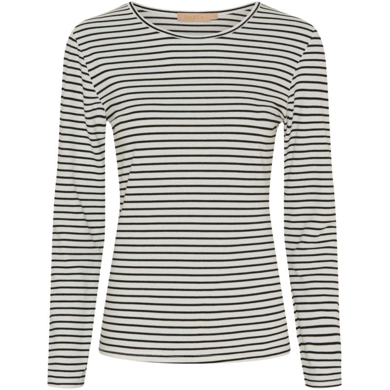 Dame Langærmet T Shirt Mdcnancy 6111 Black White fra Marta Du Chateau