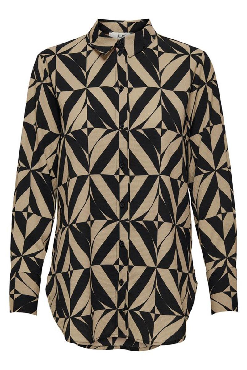 Skjorte     Piper L S Long Shirt   Dia Black fra Jdy