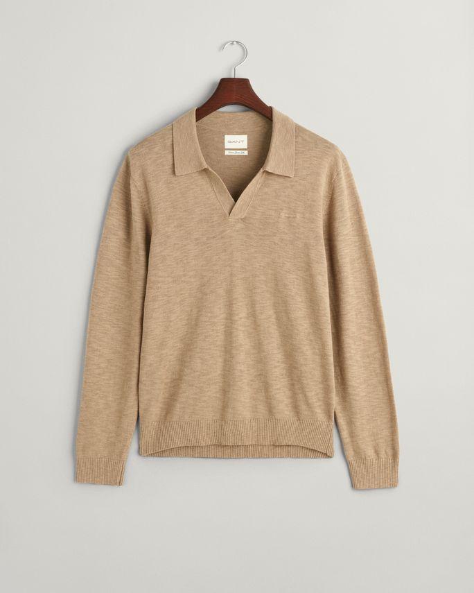 Cotton Linen Open Polo fra Gant
