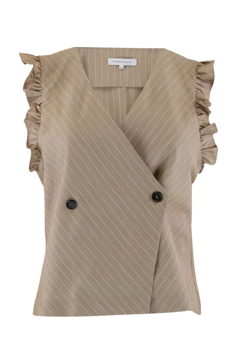 Vest   Lydia Sand Stripe Vest   Sand White Stripe fra Continue