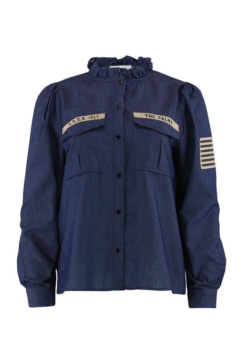 Bluse   Mili Patch Chambre   Denim Blue fra Continue