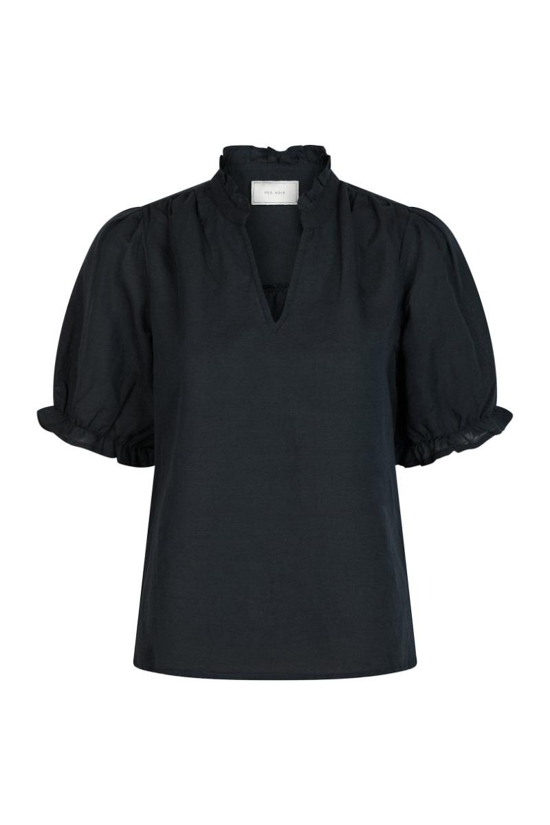 Bluse   Odesa Linen Blouse   Navy fra Neo Noir