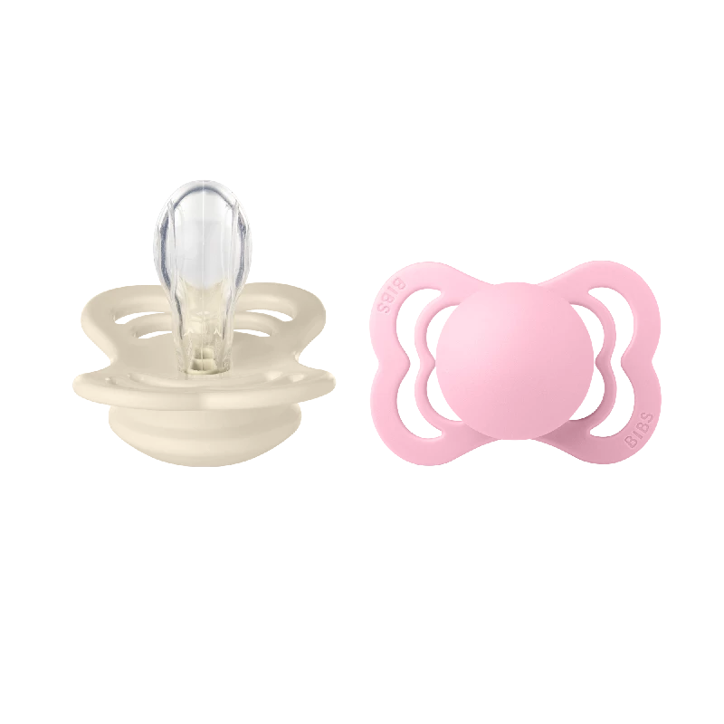 Supreme Silicone   Str 1   Ivory Baby Pink fra Bibs