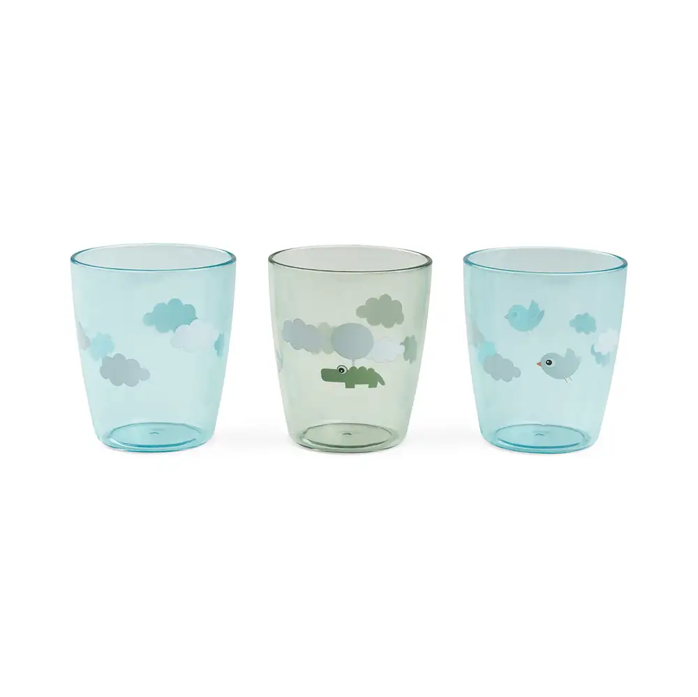 Yummy Mini Glas 3 Stk. Happy Clouds   Green fra Done By Deer