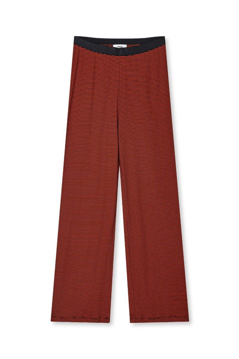 Bukser   2x2 Cotton Stripe Velon Pants   Fiery Red Black fra Mads Nørgaard