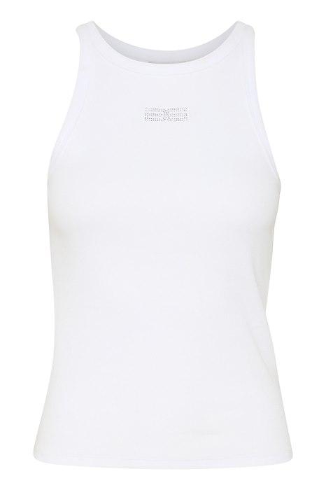 Top   Gzdrew Rhinestone Logo Tank   Bright White fra Gestuz