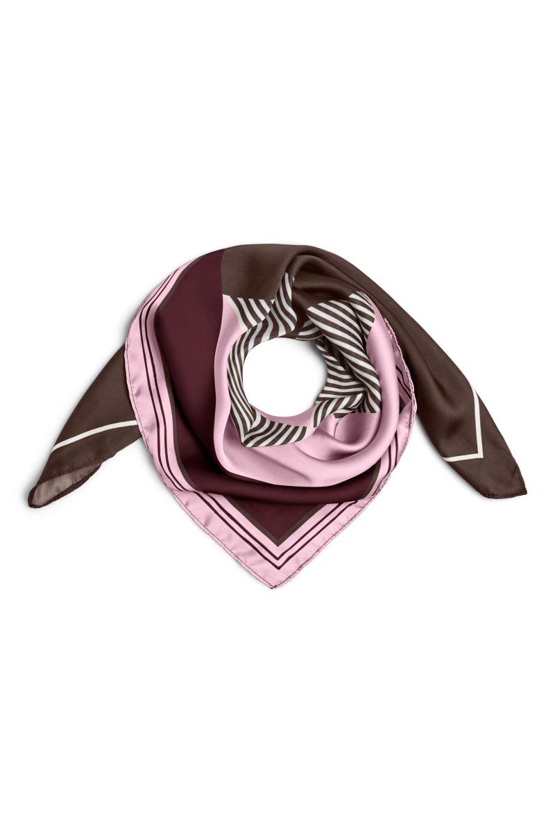 Halstørklæde   Molly Small Square Scarf   Tawny Port fra Pieces