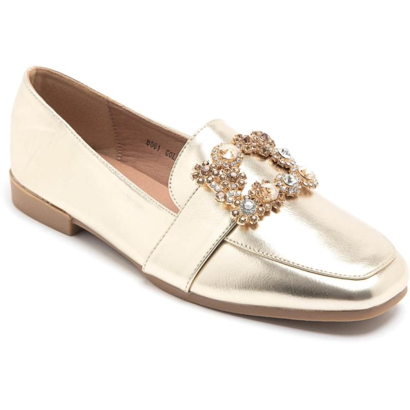 Ava Dame Loafers 8061   Gold fra Shoes