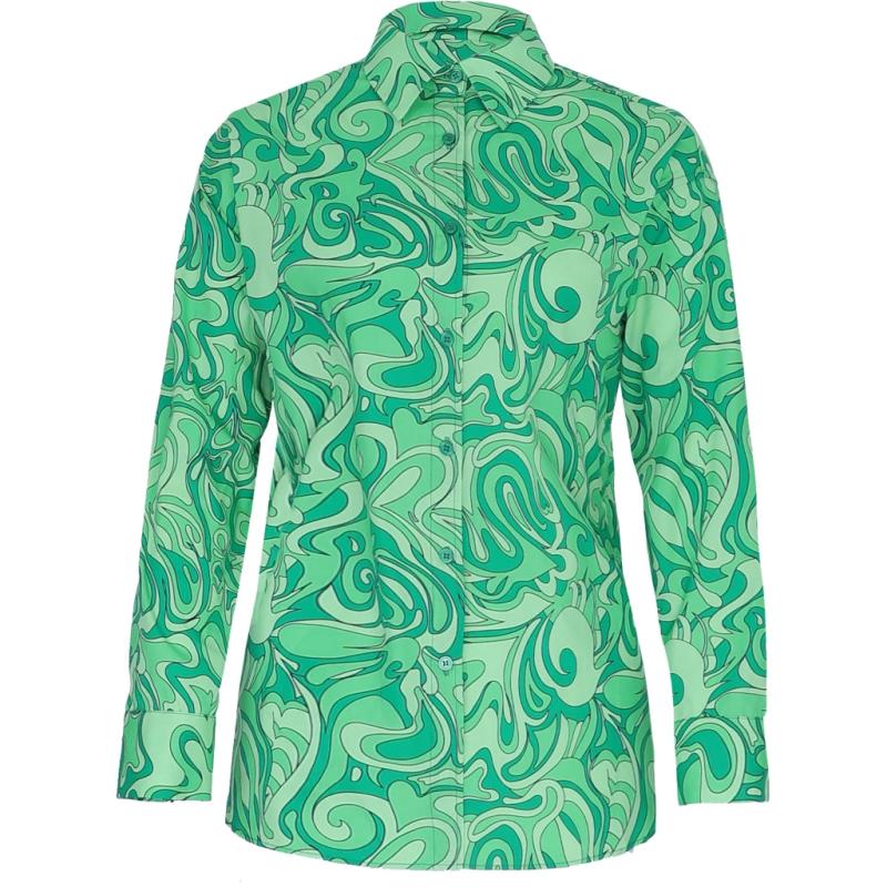 Barbara Kristoffersen Bluse   Portobello Green Print fra Rosemunde