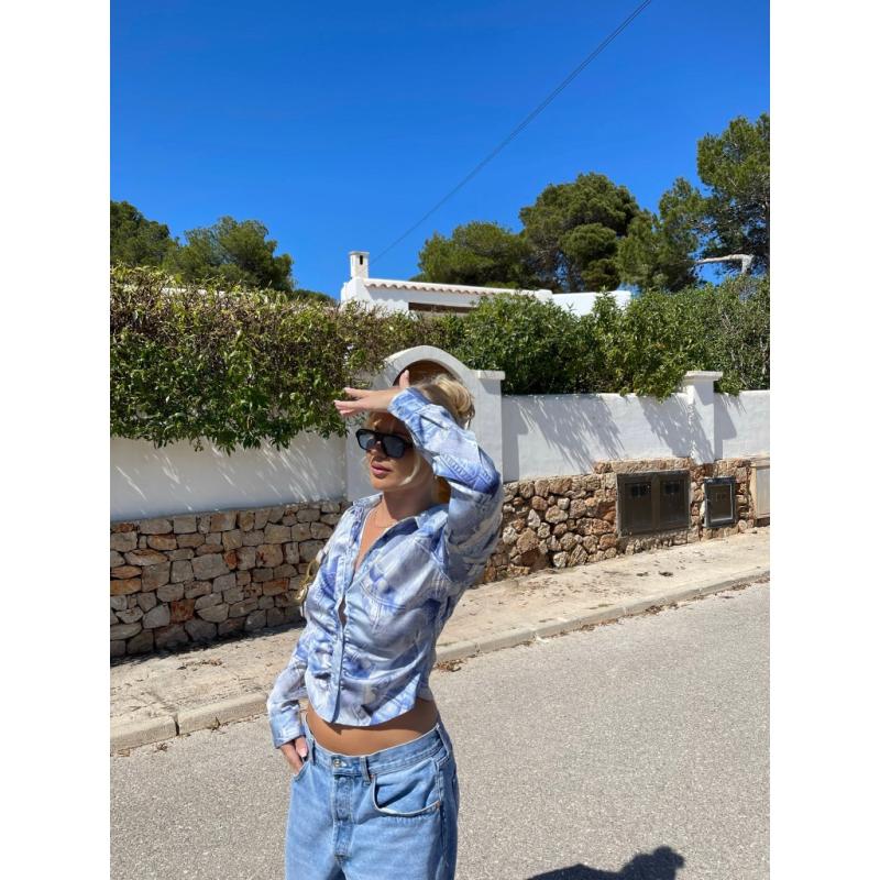 Barbara Kristoffersen Bluse Bk128   Denim Print fra Rosemunde