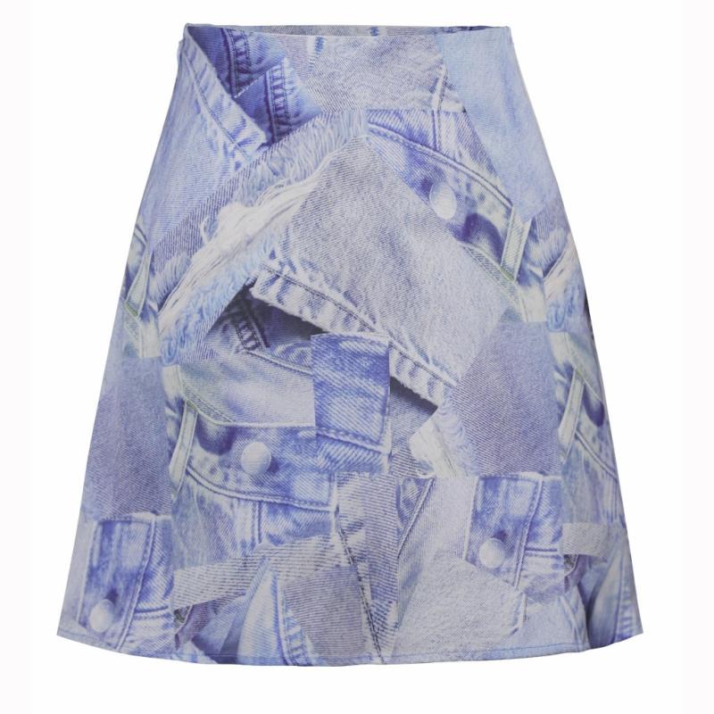 Barbara Kristoffersen Nederdel Bk127   Denim Print fra Rosemunde