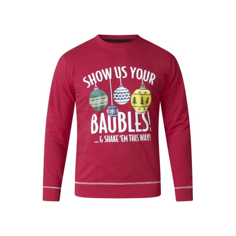 D555 Herre Sweatshirt Baubles   Red fra Duke Clothing