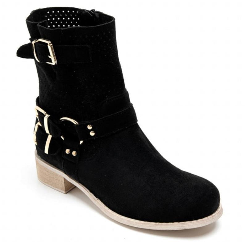 Malou Dame Bikerstøvler 9636a   Black fra Shoes