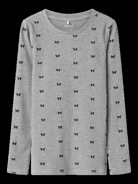 Rib Bluse Dans Grey Melange fra Name It
