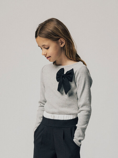 Sløjfe Bluse Nirine Grey Melange fra Name It
