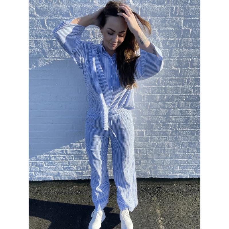 Dame Skjorte Ihanova   Blue Pinstripe fra Ichi