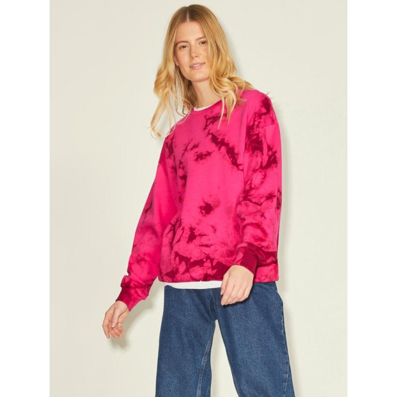 Dame Sweatshirt Jxtaylor   Bright Rose Tie Dye Tibetan Red fra Jjxx