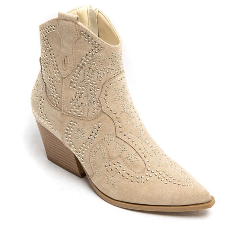 Jacqueline Dame Cowboystøvler 9676a   Beige fra Shoes