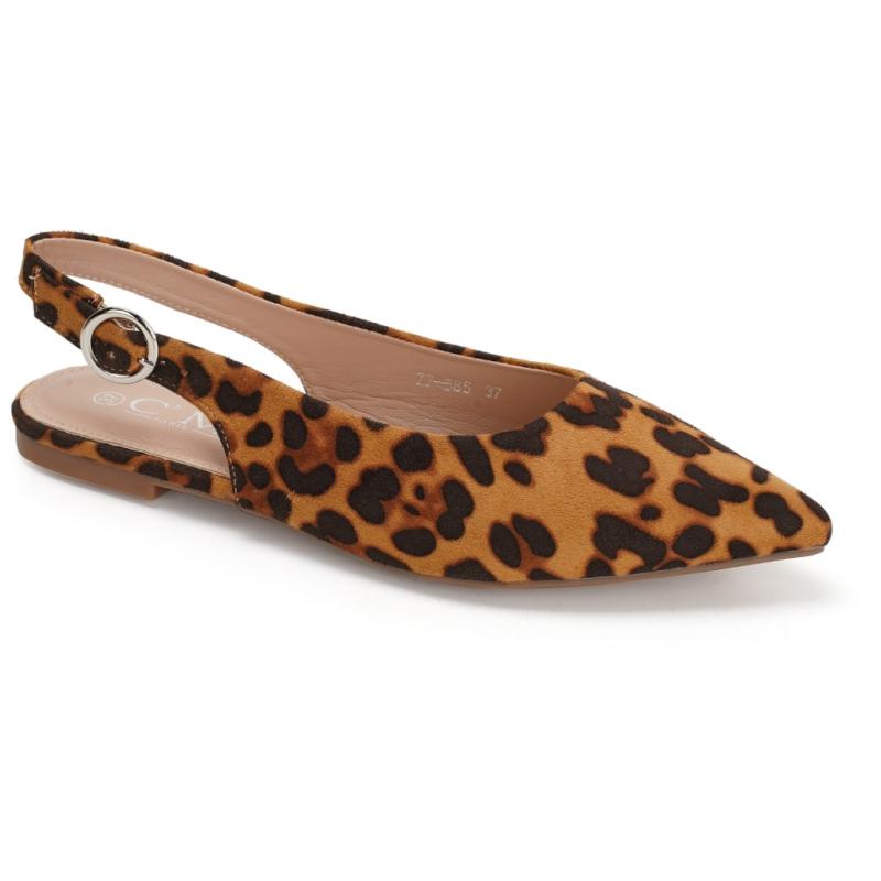 Josette Dame Slingback Ballerina Sko 77 585   Leopard fra Shoes