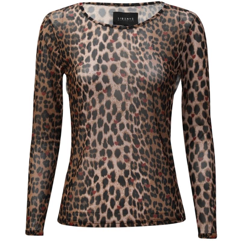 Libertã Dame Bluse Mesh   Lux Leo Bordeaux Heart fra Liberté