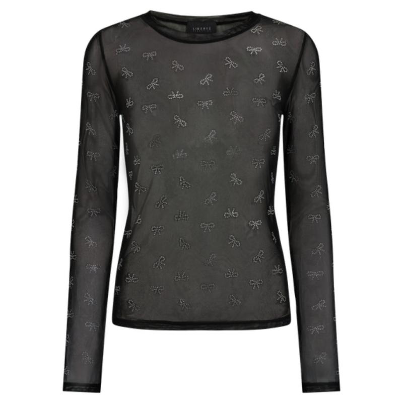 Libertã Dame Bluse Mesh   Black Bow Diamond Dot fra Liberté