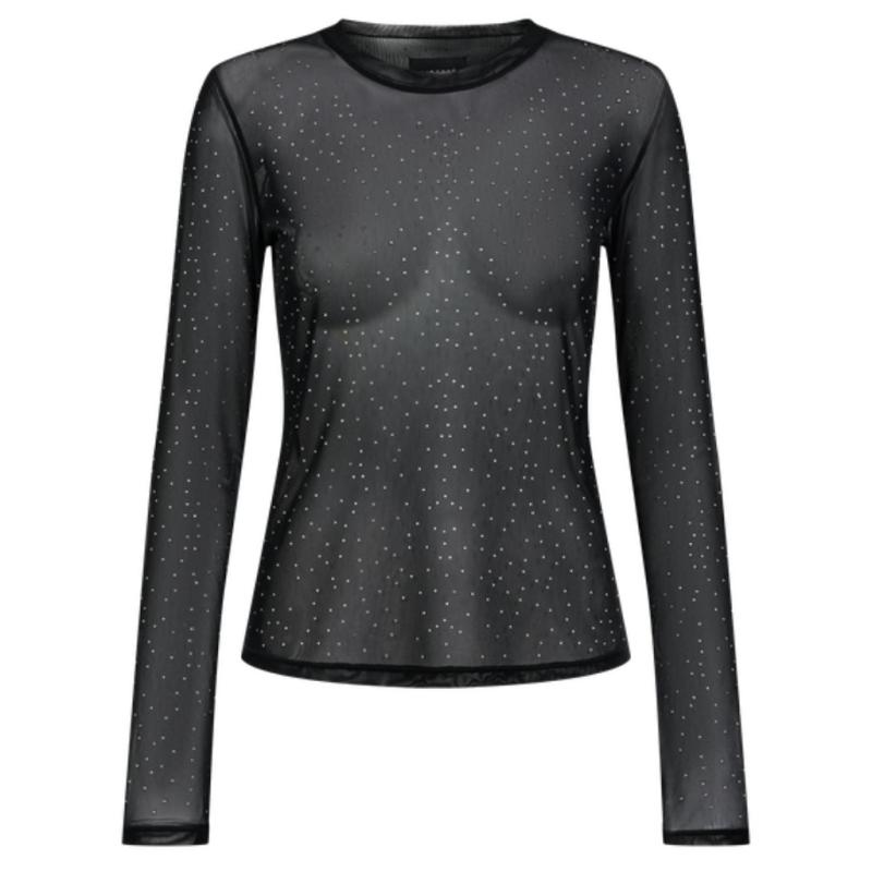 Libertã Dame Bluse Mesh   Black Gold Dot fra Liberté