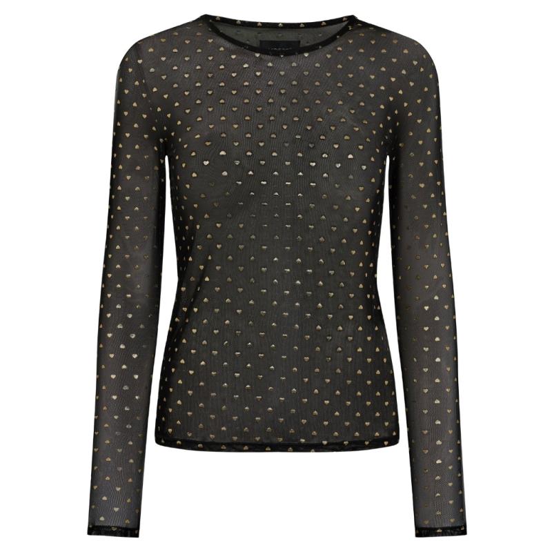 Libertã Dame Bluse Mesh   Black Gold Heart fra Liberté